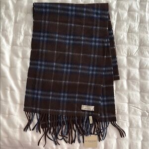 Burberry Brown and Blue Checkered Scarf